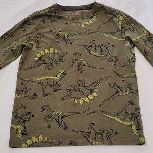 Pre owned Cat & Jack Boys Olive Green Dinosaur Long Sleeve Shirt
